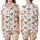 Women's Charming Watercolor Cow Heads, Tan Bows & Burnt Orange Plus Signs Seamless Rustic Satin Short-Sleeve Pajamas Set - 1