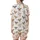 Women's Charming Watercolor Cow Heads, Tan Bows & Burnt Orange Plus Signs Seamless Rustic Satin Short-Sleeve Pajamas Set - 3