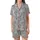 Highland Calf Lovers' Black & White Fluffy Calves All-Over Pattern - Serene Line Art Wearable Satin Short-Sleeve Pajamas Set - 2