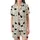 Feline Fanatics Whimsical Black Striped Silhouette Cats Cream Background Everyday Wear Satin Short-Sleeve Pajamas Set - zvVKG7_2aU