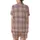 Romantic Rose Plaid: Soft Muted Pink Plaid Pattern with Subtle Cream Hearts - All-Over Print Design Satin Short-Sleeve Pajamas Set - 3