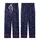 Stargazer's: Scattered White Celestial Pattern Deep Midnight Blue Wearable Kid Satin Pajamas Set - 3