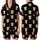 Highland Cow Lover: Whimsical Fluffy Cow Christmas Lights Multi-Color Stars Black Sweater Satin Short-Sleeve Pajamas Set - 69OTINk-g-