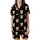 Highland Cow Lover: Whimsical Fluffy Cow Christmas Lights Multi-Color Stars Black Sweater Satin Short-Sleeve Pajamas Set - LpZcdHWfxv
