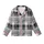 Cozy Rustic Plaid: Black White Gray Good Morning Heart Script Lumberjack Style Kid Satin Pajamas Set - 2