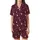Romantic Hearts: Deep Maroon White Hand-Sketched Hearts & Eternal Love Script Scattered Design Satin Short-Sleeve Pajamas Set - T-GsY8wk34
