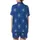 Dandelion Spirit: Flowing White Seeds Delicate Heads Royal Blue Wearable Design Satin Short-Sleeve Pajamas Set - 3