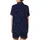 Stargazer's: Scattered White Celestial Pattern Deep Midnight Blue Wearable Satin Short-Sleeve Pajamas Set - 3
