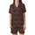 Nature-Inspired Rose Pink Fawn Berry Scatter on Deep Chocolate Brown Custom Print Satin Short-Sleeve Pajamas Set - 2