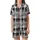Cozy Rustic Plaid: Black White Gray Good Morning Heart Script Lumberjack Style Satin Short-Sleeve Pajamas Set - 2