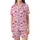 Women's Charming Fuchsia Rose Pink Bows & Ribbons Garment - Pale Pink, Striped & Solid Satin Short-Sleeve Pajamas Set - 2
