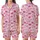 Women's Charming Fuchsia Rose Pink Bows & Ribbons Garment - Pale Pink, Striped & Solid Satin Short-Sleeve Pajamas Set - 1