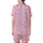 Charming Fashion: Hand-Drawn Fuchsia Bow & Ribbon Pattern - Pastel Pink Wearable Print Satin Short-Sleeve Pajamas Set - 3