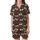 Sweet Dreams Lover's Whimsical Peach Beige Bow, Good Night, Star & Moon Pattern on Charcoal Loungewear Satin Short-Sleeve Pajamas Set - 2