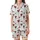 Martini Enthusiast: Elegant Watercolor Reddish-Brown Martini Glass with Dark Coffee Beans & Light Blue Ribbon Pattern Satin Short-Sleeve Pajamas Set - 2
