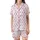 Sweet Elegance Pink Bow Diamond Lattice Magenta Dot Fashion Statement Satin Short-Sleeve Pajamas Set - 2