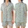 Retro Sky Blue Floral Bloom: 70s Hand-Drawn Olive Leaf & Earthy Stem Garment Satin Short-Sleeve Pajamas Set - 1