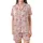 Feminine Whimsical Pastel Pink Ribbons & Bows Design with Fuchsia Hearts Satin Short-Sleeve Pajamas Set - 2