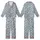 Nature-Inspired Delicate White Floral Pattern on Muted Blue-Grey Wearable Kid Satin Pajamas Set - 1