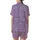 Whimsical Bear Fan: Lavender Geometric Houndstooth Violet Sitting Bear Design Satin Short-Sleeve Pajamas Set - G0lWvQuzXV