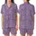 Whimsical Bear Fan: Lavender Geometric Houndstooth Violet Sitting Bear Design Satin Short-Sleeve Pajamas Set - hubmHF_z7V