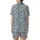 Nature-Inspired Delicate White Floral Pattern on Muted Blue-Grey Wearable Satin Short-Sleeve Pajamas Set - 3
