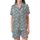 Nature-Inspired Delicate White Floral Pattern on Muted Blue-Grey Wearable Satin Short-Sleeve Pajamas Set - 2