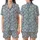 Nature-Inspired Delicate White Floral Pattern on Muted Blue-Grey Wearable Satin Short-Sleeve Pajamas Set - 1