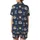 Sloth Lover's Cute Flat Navy Sloth Pattern with 'Work Hard To Rest' Message Loungewear Satin Short-Sleeve Pajamas Set - 3