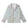 Retro Sky Blue Floral Bloom: 70s Hand-Drawn Olive Leaf & Earthy Stem Garment Kid Satin Pajamas Set - 2