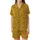 Whimsical Soul's Yellow Hand-Drawn Love Script, Scattered Outline Hearts, Flowers, Stars Piece Satin Short-Sleeve Pajamas Set - 2