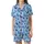Nature Lover's Multitude of Indigo & Royal Blue Butterflies Dynamic Flight Wearable Art Satin Short-Sleeve Pajamas Set - 2