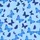 Nature Lover's Multitude of Indigo & Royal Blue Butterflies Dynamic Flight Wearable Art Satin Short-Sleeve Pajamas Set - 4
