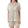 Whimsical Dreamer's Goose & Moon Cloud Play Pattern - Cozy Textile Item Satin Short-Sleeve Pajamas Set - 2