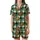Rustic Western Charm: Cowboy Hats, Yellow Sunflowers - Emerald Green Tartan Plaid Pattern Satin Short-Sleeve Pajamas Set - 2