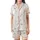 Celebration Ready: Whimsical Pink Ribbon, Mint Martini & Champagne Bubbles Design Satin Short-Sleeve Pajamas Set - 2