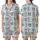 Cozy Comfort Lover's Dusty Blue & Cream Bear Faces with Cable Knit Accents Satin Short-Sleeve Pajamas Set - 1