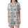 Cozy Comfort Lover's Dusty Blue & Cream Bear Faces with Cable Knit Accents Satin Short-Sleeve Pajamas Set - 2