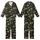 Nature Lover's Elegant Motif: Intertwined Olive Leaves & White Blossoms on Deep Black Wearable Design Kid Satin Pajamas Set - SRUqlmTu3d