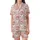 Cheerful Christmas: Whimsical Santa Faces, Pastel Pink Snowflakes - Cozy Festive Wear Satin Short-Sleeve Pajamas Set - 2