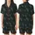 Modern Abstract: Dark Forest Green Charcoal Ribbed Knit Texture with Golden Brass Dots Print Design Satin Short-Sleeve Pajamas Set - 1