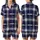Weekend Lover's Navy Tartan Plaid 'I Love You' & 'WEEKEND' Fashion Piece Satin Short-Sleeve Pajamas Set - 1