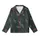 Modern Abstract: Dark Forest Green Charcoal Ribbed Knit Texture with Golden Brass Dots Print Design Kid Satin Pajamas Set - 2