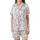 Feline Fan's Whimsical Pastel Cartoon Cats: Curious, Stretching, Sitting Figures All-Over Print Satin Short-Sleeve Pajamas Set - BIZo-eLHpr