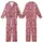 Sweetheart's Delight: Pale Pink Crimson Vertical Stripe Bow & Heart Satin Short-Sleeve Pajamas Set - 1
