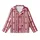 Sweetheart's Delight: Pale Pink Crimson Vertical Stripe Bow & Heart Satin Short-Sleeve Pajamas Set - 2