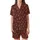 Retro Style Enthusiast's Tiny Cream Leaf & Berry Scatter on Deep Reddish-Brown Hand-Drawn Design Satin Short-Sleeve Pajamas Set - 2