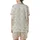 Playful Comfort Tunic: Beige & Off-White Stripes with Teal Bow & Heart Pattern Satin Short-Sleeve Pajamas Set - D27psnc8y8