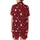 Modern Style: Deep Cranberry Red Organically Scattered Varying-Size White Circles Sweater Satin Short-Sleeve Pajamas Set - 3