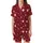 Modern Style: Deep Cranberry Red Organically Scattered Varying-Size White Circles Sweater Satin Short-Sleeve Pajamas Set - 2